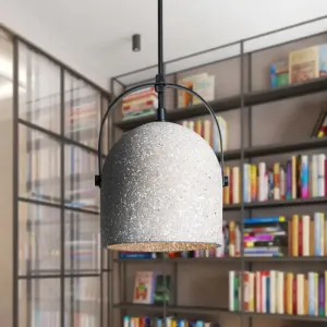 Nordic Cement Dome Pendant Light - 1 Light, Black/Gray/White