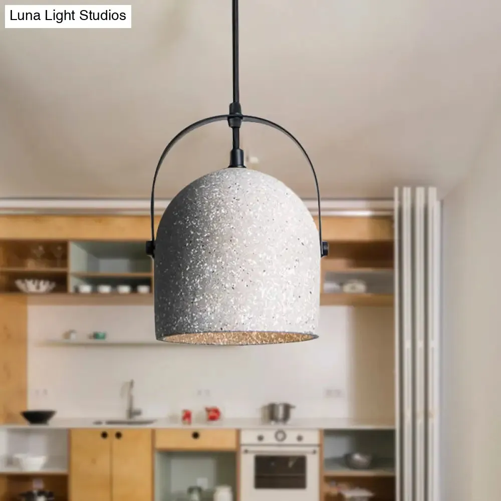 Nordic Cement Dome Pendant Light - 1 Light, Black/Gray/White