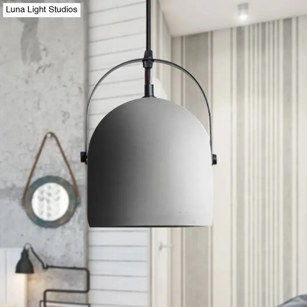 Nordic Cement Dome Pendant Light - 1 Light, Black/Gray/White