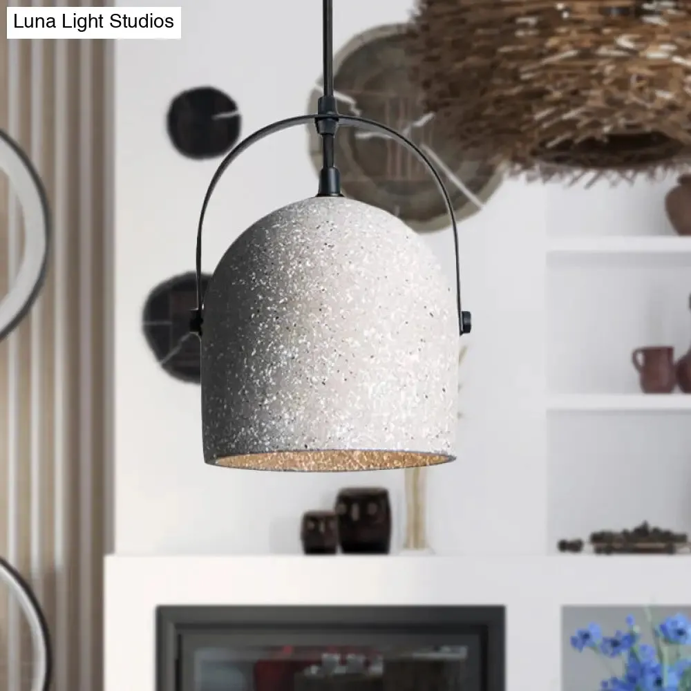 Nordic Cement Dome Pendant Light - 1 Light, Black/Gray/White