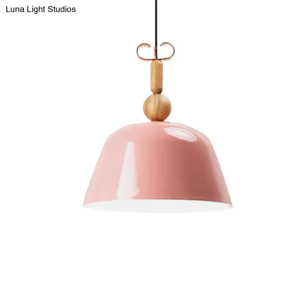 Nordic Single Head Pendant Lamp - Bright-Colored Metallic Ceiling Lighting in Blue/Pink/Red/Yellow for Living Room