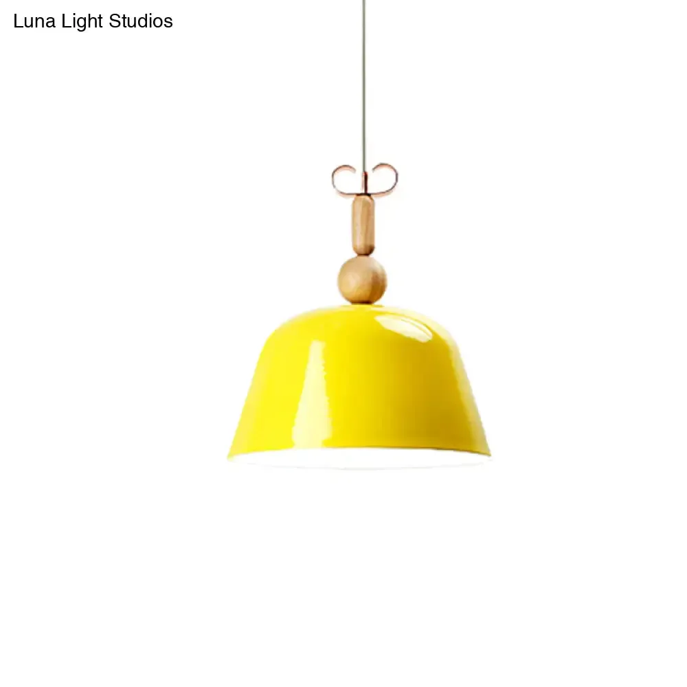 Nordic Single Head Pendant Lamp - Bright-Colored Metallic Ceiling Lighting in Blue/Pink/Red/Yellow for Living Room