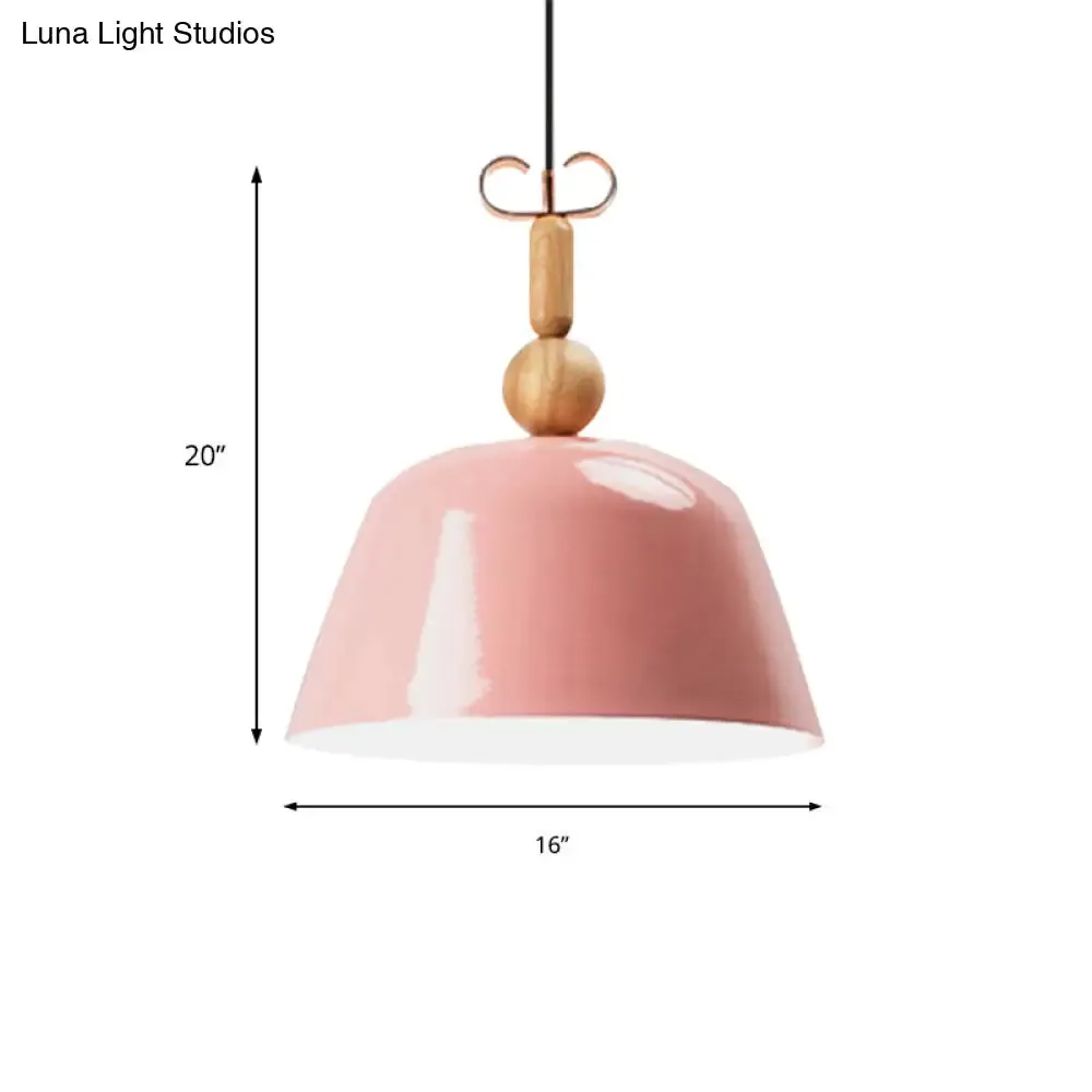 Nordic Single Head Pendant Lamp - Bright-Colored Metallic Ceiling Lighting in Blue/Pink/Red/Yellow for Living Room