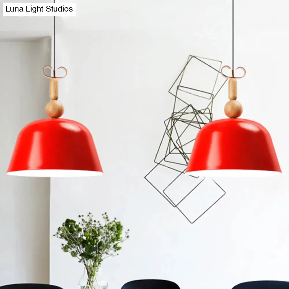 Nordic Single Head Pendant Lamp - Bright-Colored Metallic Ceiling Lighting in Blue/Pink/Red/Yellow for Living Room