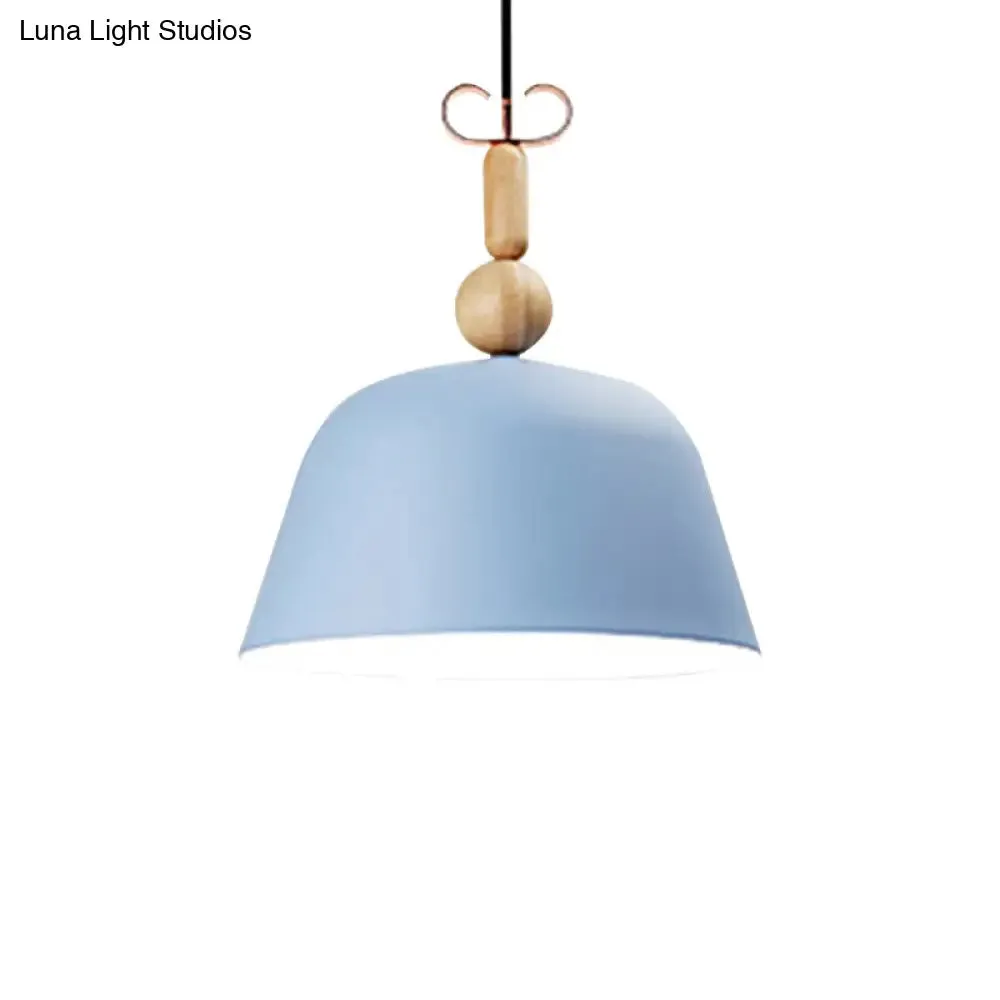 Nordic Single Head Pendant Lamp - Bright-Colored Metallic Ceiling Lighting in Blue/Pink/Red/Yellow for Living Room