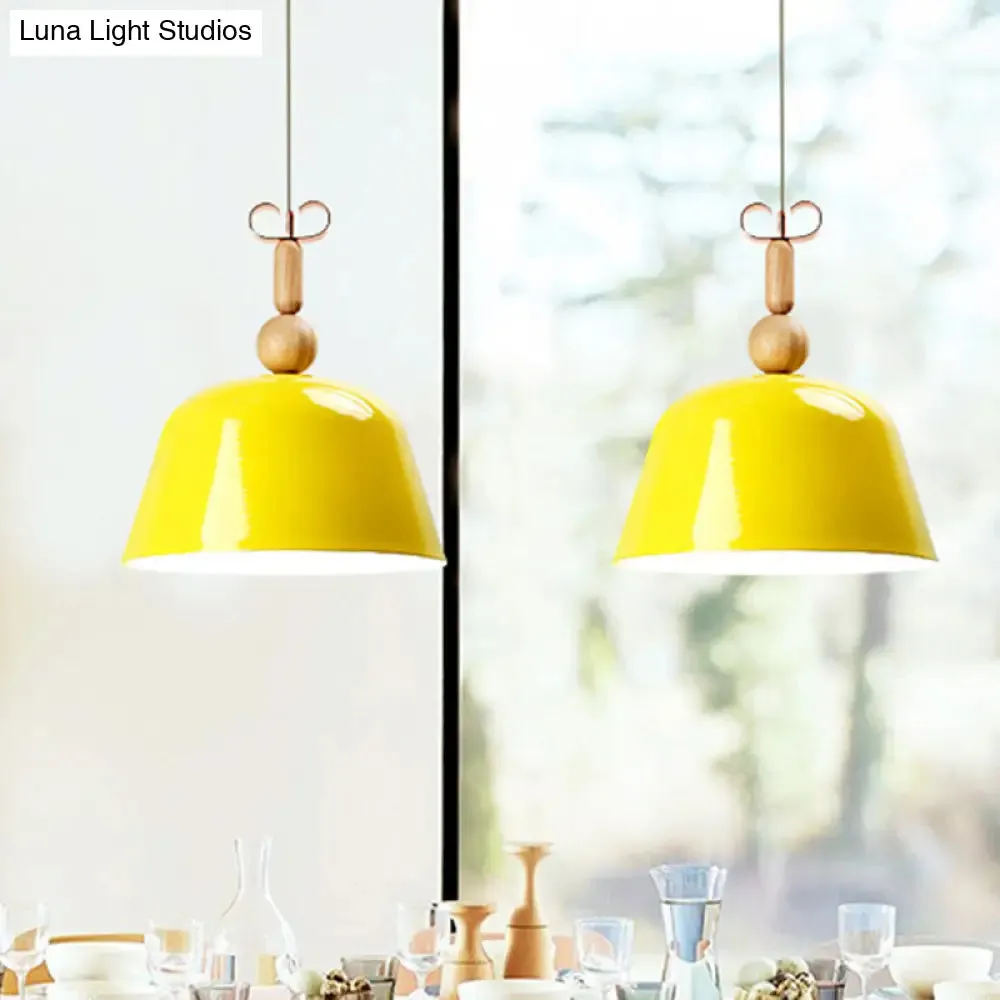 Nordic Single Head Pendant Lamp - Bright-Colored Metallic Ceiling Lighting in Blue/Pink/Red/Yellow for Living Room