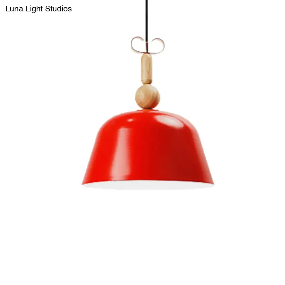 Nordic Single Head Pendant Lamp - Bright-Colored Metallic Ceiling Lighting in Blue/Pink/Red/Yellow for Living Room