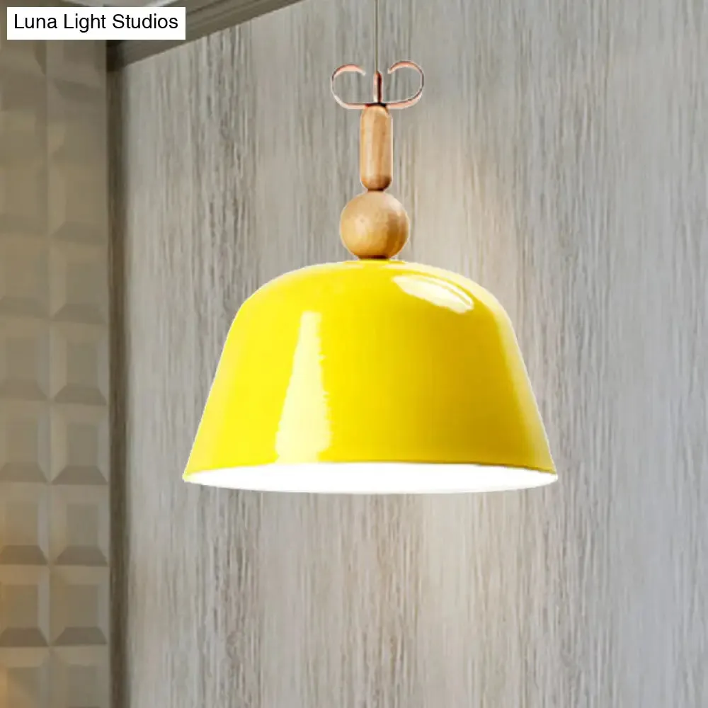 Nordic Single Head Pendant Lamp - Bright-Colored Metallic Ceiling Lighting in Blue/Pink/Red/Yellow for Living Room