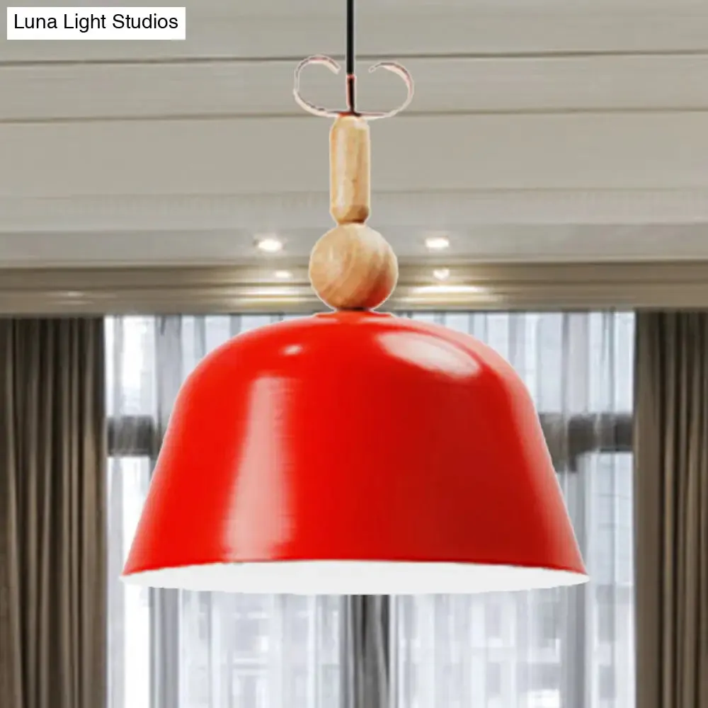 Nordic Single Head Pendant Lamp - Bright-Colored Metallic Ceiling Lighting in Blue/Pink/Red/Yellow for Living Room