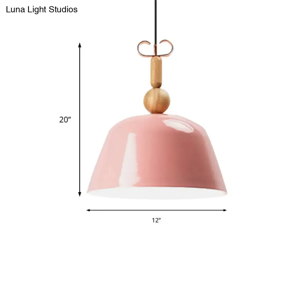 Nordic Single Head Pendant Lamp - Bright-Colored Metallic Ceiling Lighting in Blue/Pink/Red/Yellow for Living Room