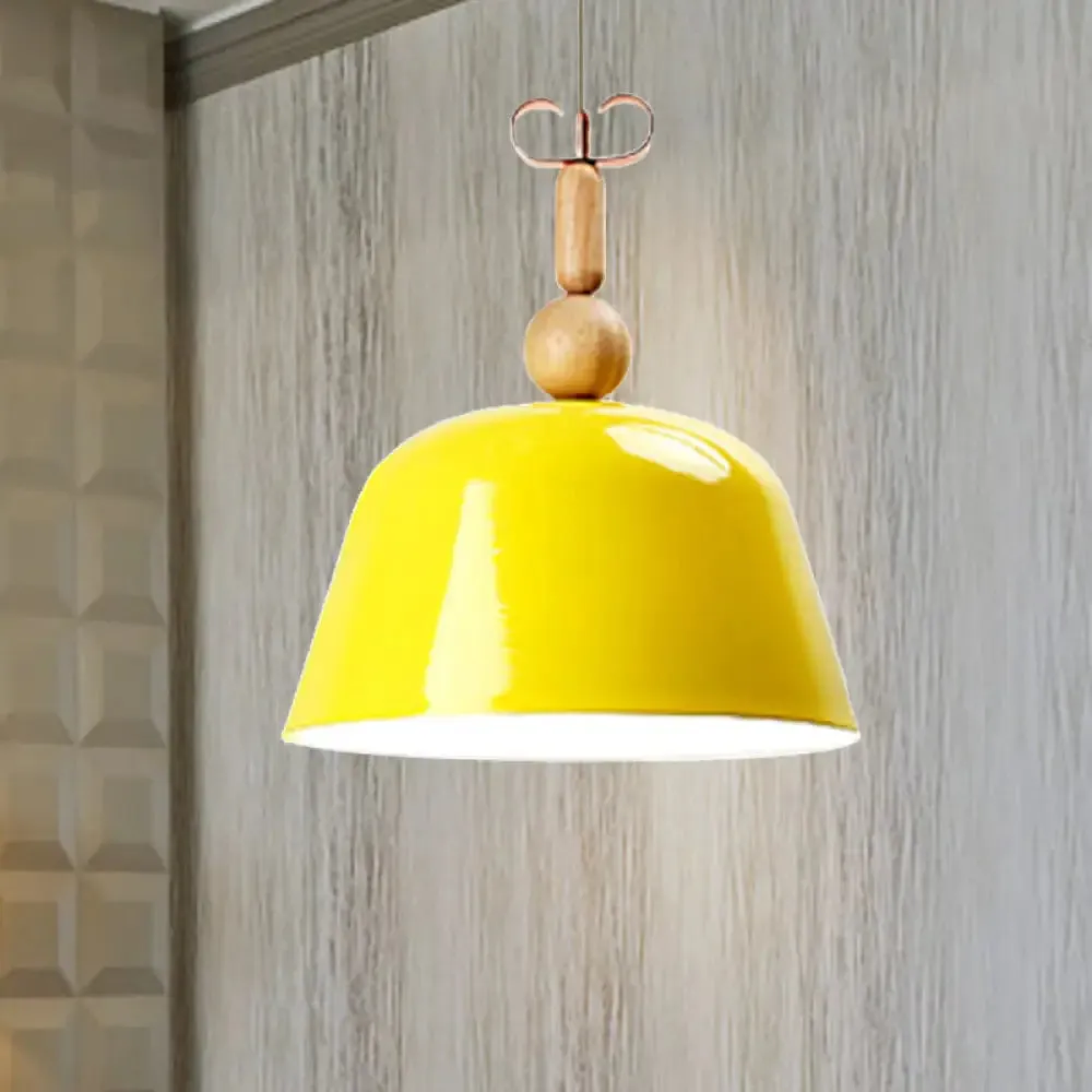 Nordic Single Head Pendant Lamp - Bright-Colored Metallic Ceiling Lighting in Blue/Pink/Red/Yellow for Living Room