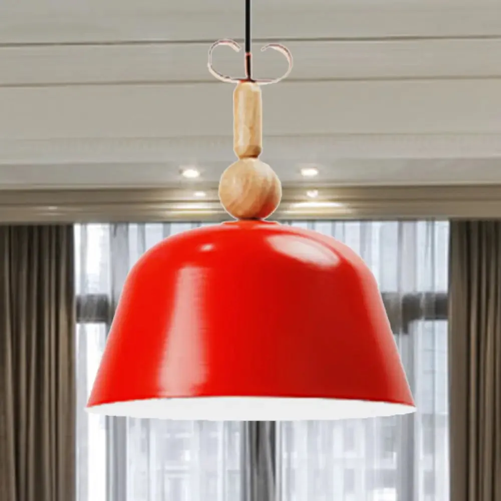 Nordic Single Head Pendant Lamp - Bright-Colored Metallic Ceiling Lighting in Blue/Pink/Red/Yellow for Living Room