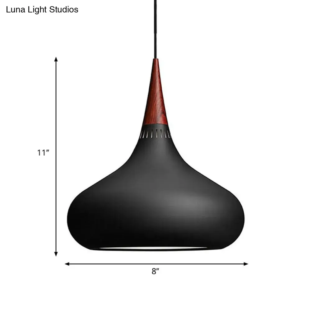 Nordic Teardrop Pendant Lighting - 8"/11"/12"W - Metal - 1 Light - Black/White/Pink