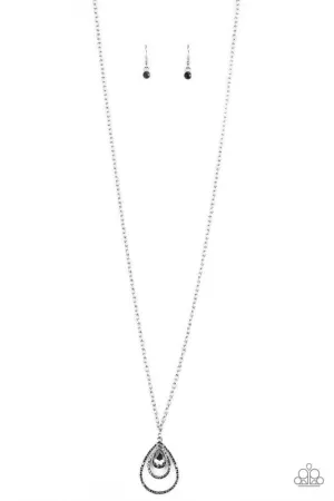 Paparazzi Necklace ~ Teardrop Drama - Silver