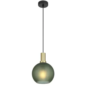 Patino 20cm Gold and Black with Green Glass Modern Pendant