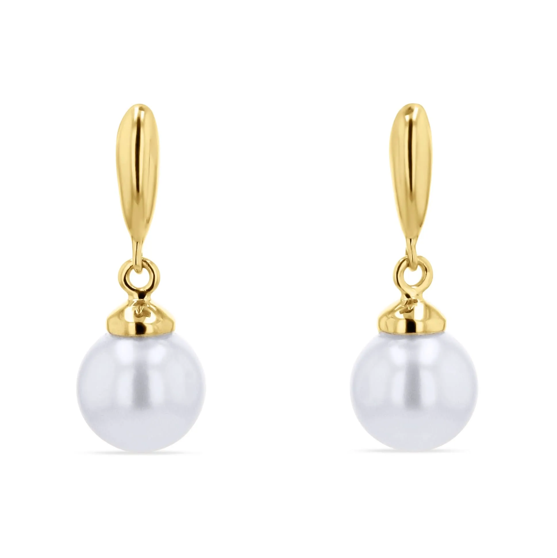 Pearl and Gold Dangle Earrings