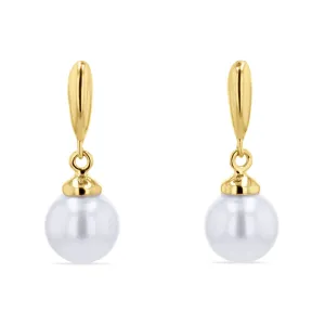 Pearl and Gold Dangle Earrings