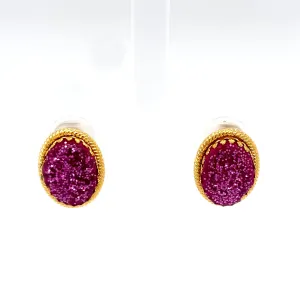 Pink & Gold Stud Earrings With Holiday Detail Medium