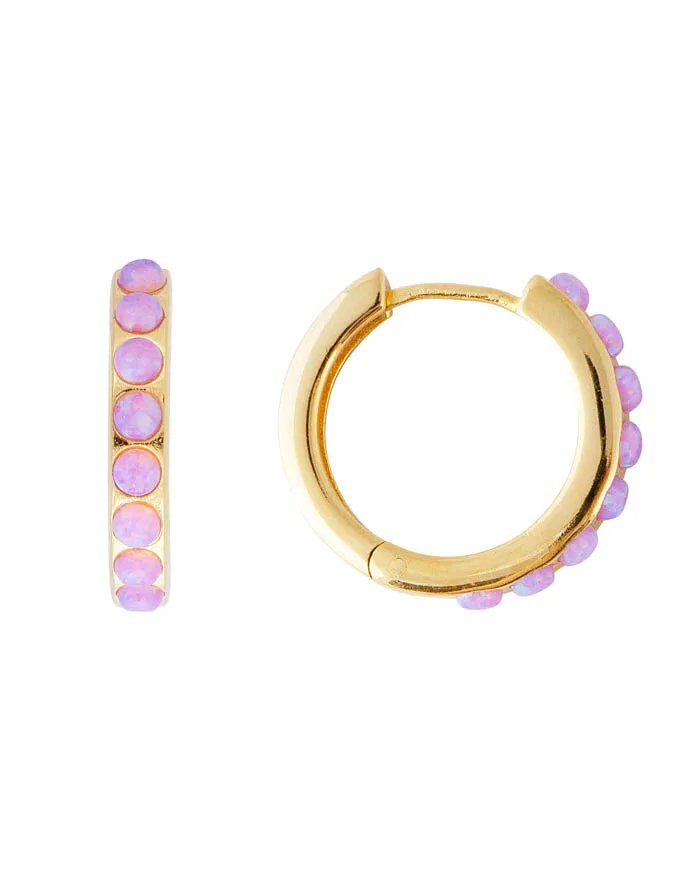 Pink Opal Crystal Midi Hoops