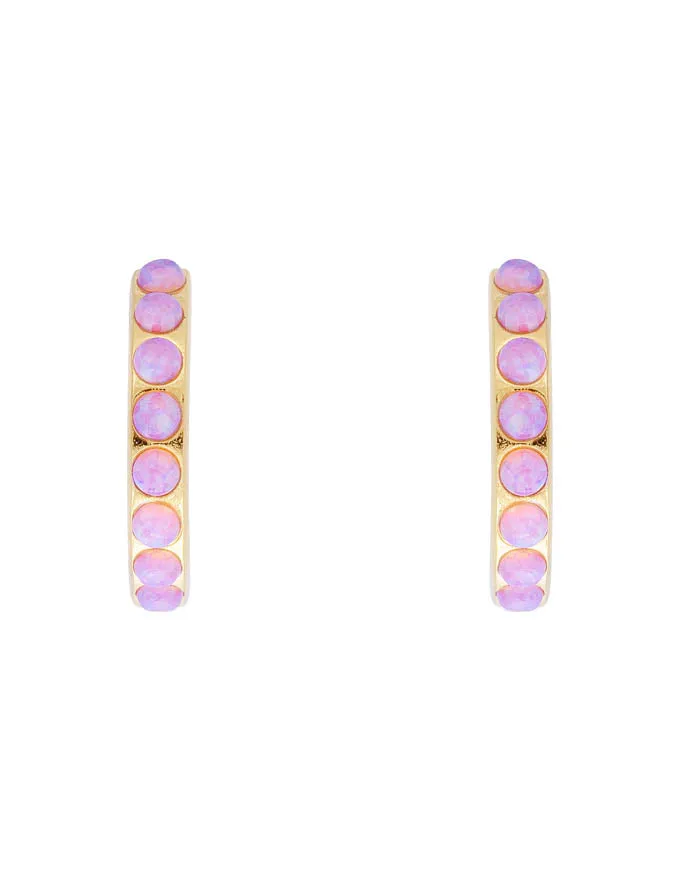 Pink Opal Crystal Midi Hoops