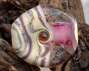 Pink Organic Lampwork Focal Bead SRA