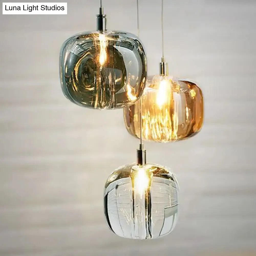 Postmodern Blown Glass Pendant Light with LED - Ideal for Commercial Stores