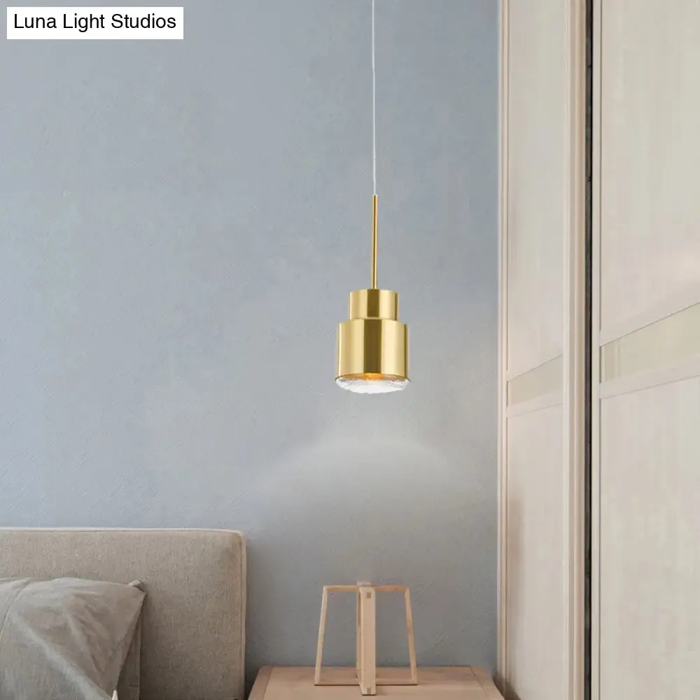 Postmodern Metal 1-Light Gold Pendulum Light with Glass Diffuser - Grenade Shaped Drop Pendant