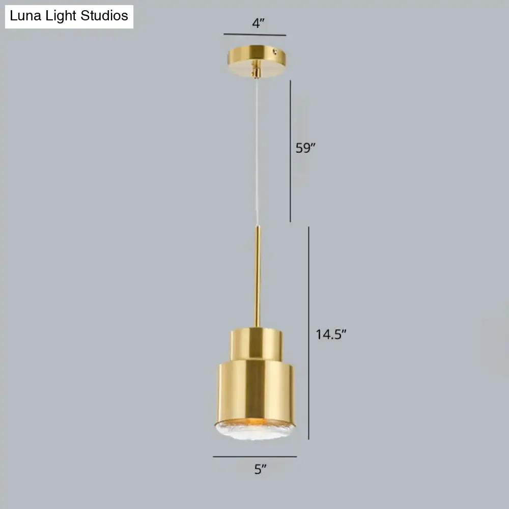 Postmodern Metal 1-Light Gold Pendulum Light with Glass Diffuser - Grenade Shaped Drop Pendant