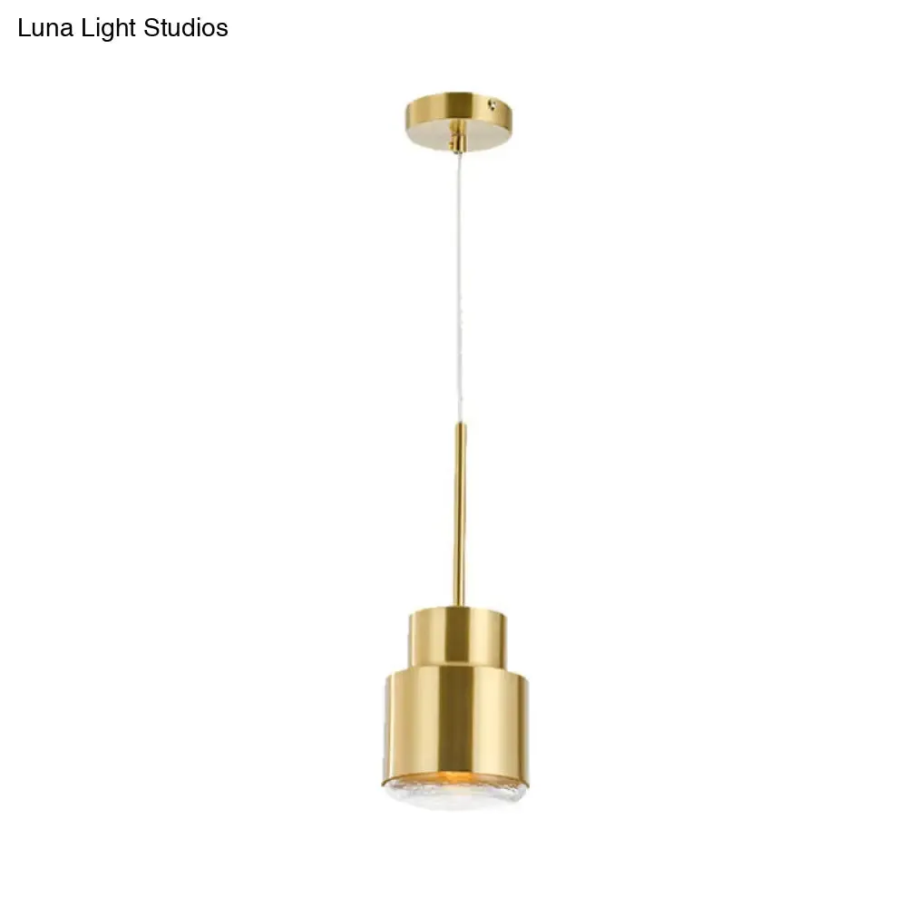 Postmodern Metal 1-Light Gold Pendulum Light with Glass Diffuser - Grenade Shaped Drop Pendant