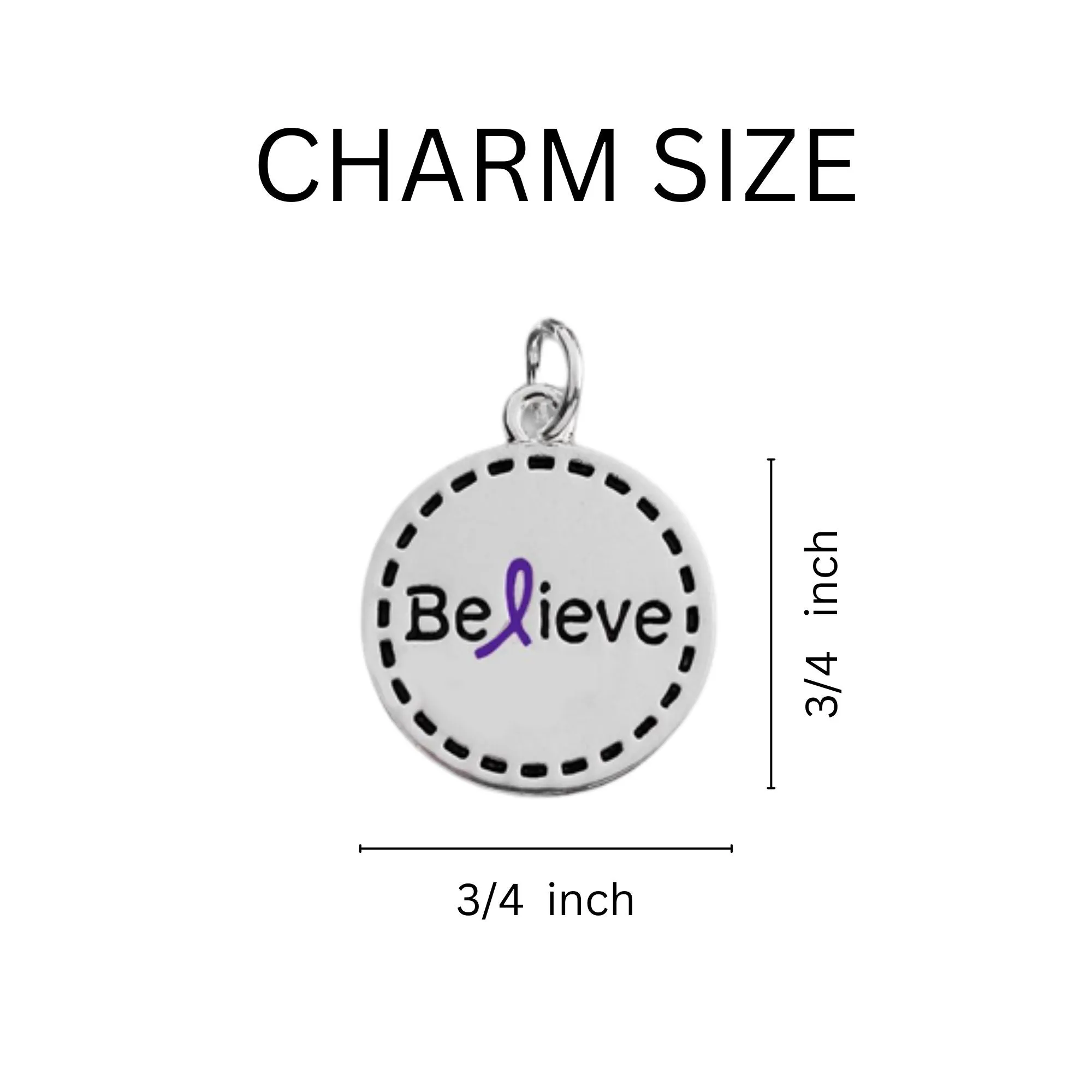 Purple Ribbon Round Believe Necklaces