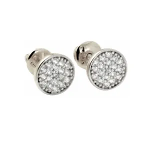 "Mini Twinkle" Sterling Silver Pave Screw-Back Stud Earrings