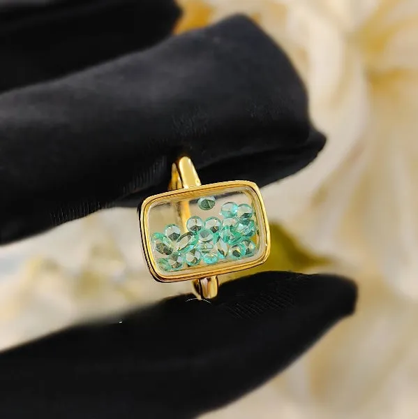 Rectangle Pressed Flower Resin Aquamarine Rings JLTR0378