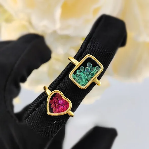 Rectangle Pressed Flower Resin Aquamarine Rings JLTR0378