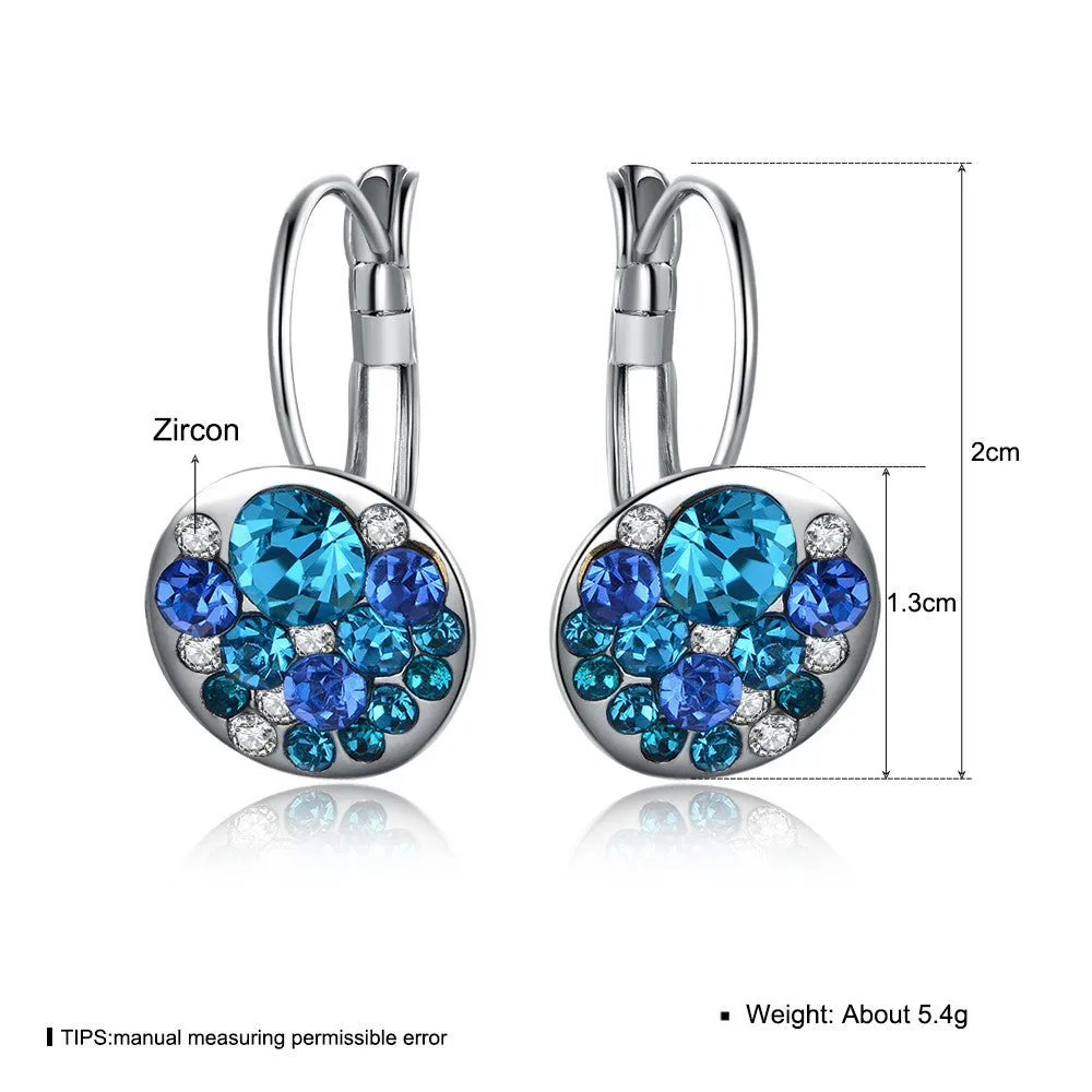 Red Blue Crystal Hoops Gold Plated Brand Design Earrings for Women