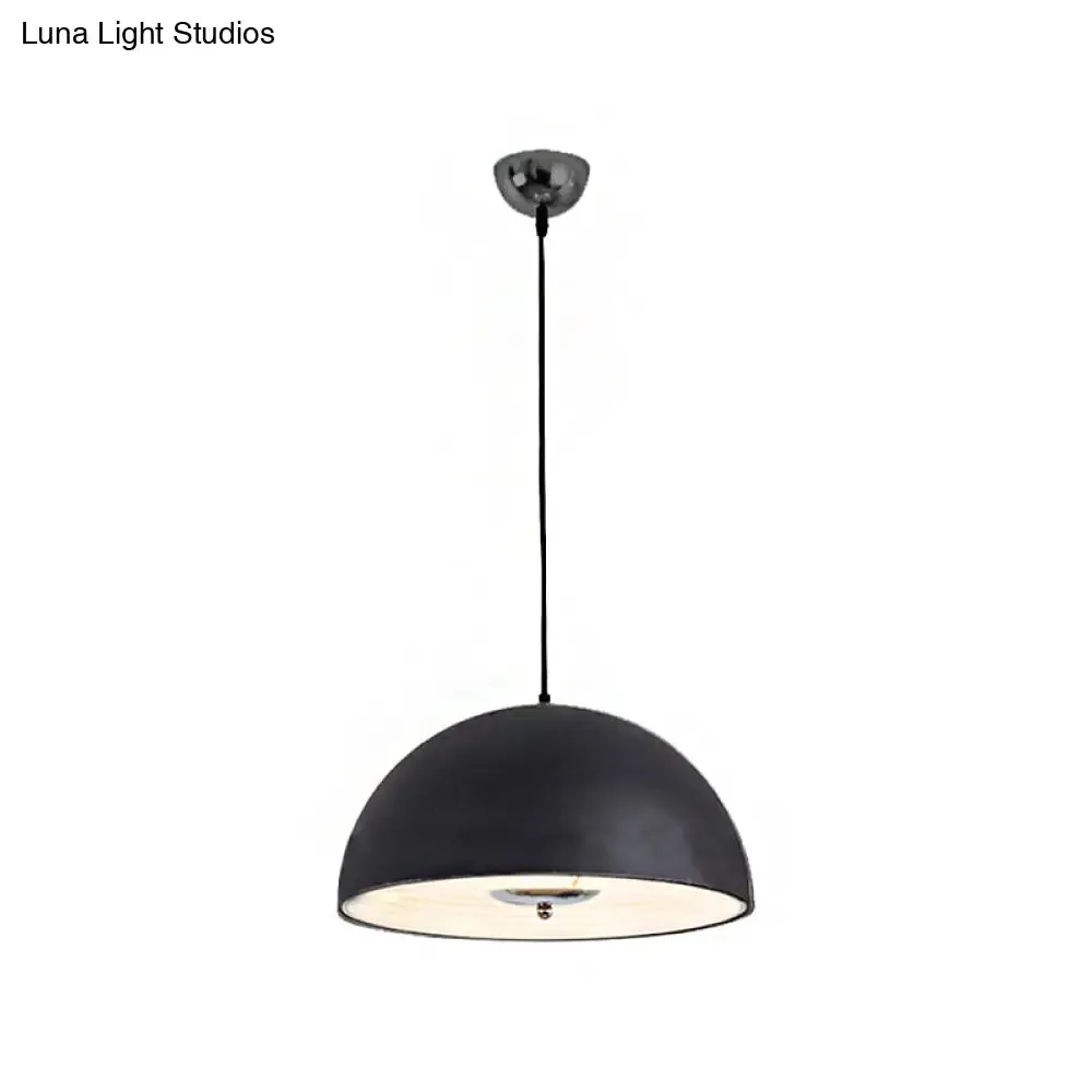 Retro Style Domed Pendant Lamp - 1 Light Rose Gold/Black Ceiling Light for Dining Room