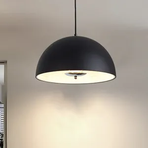 Retro Style Domed Pendant Lamp - 1 Light Rose Gold/Black Ceiling Light for Dining Room