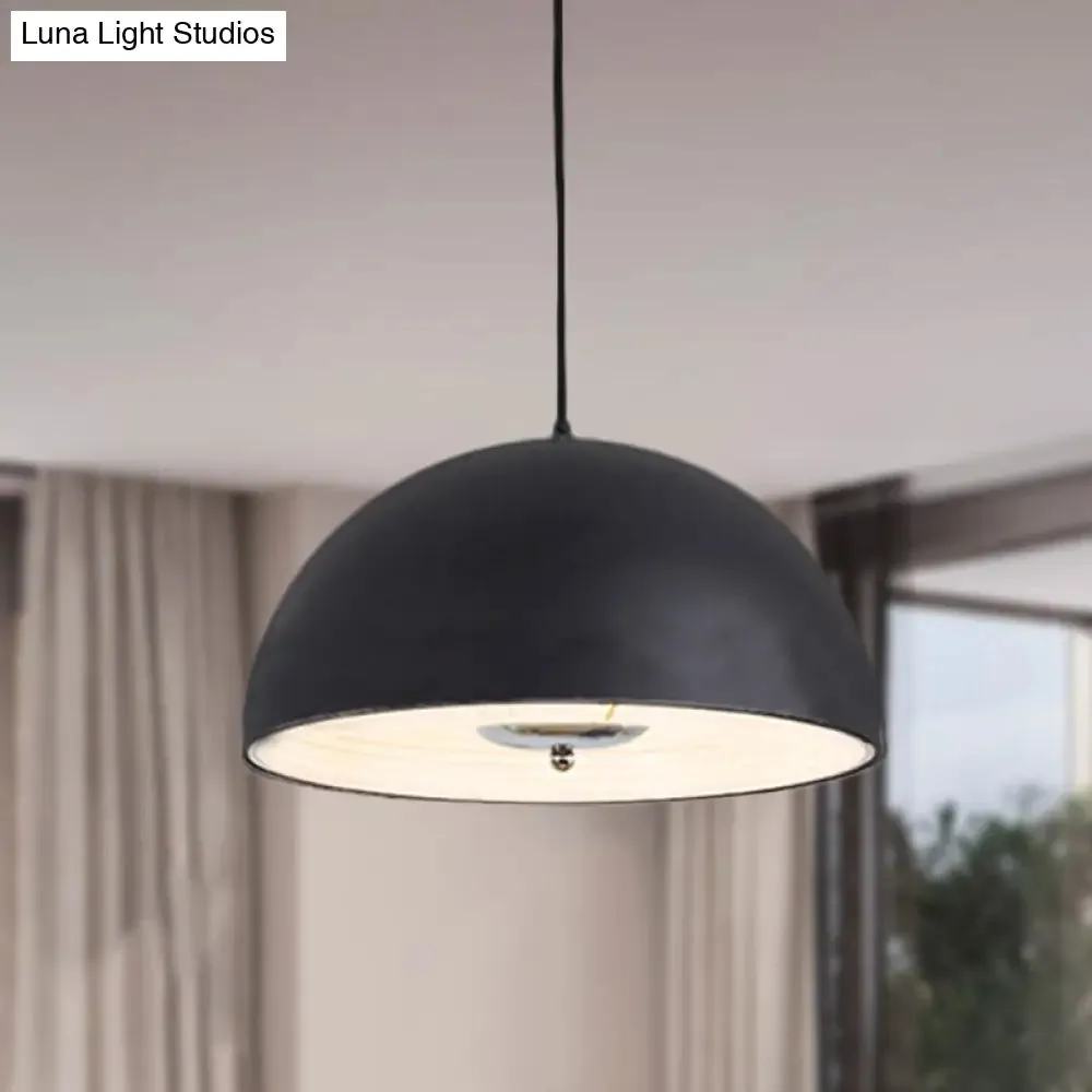 Retro Style Domed Pendant Lamp - 1 Light Rose Gold/Black Ceiling Light for Dining Room