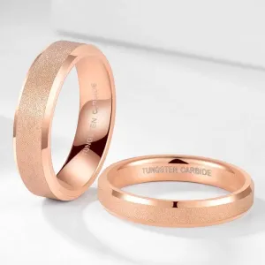 Rose Gold Frosted Men's Tungsten Carbide Wedding Band