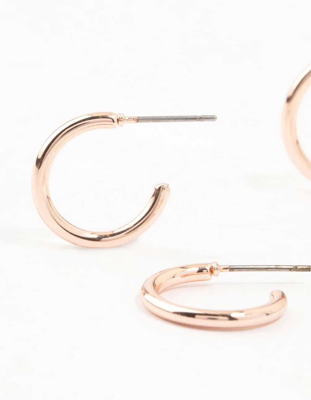 Rose Gold Plated Thin Hoop Earrings 3-Pack