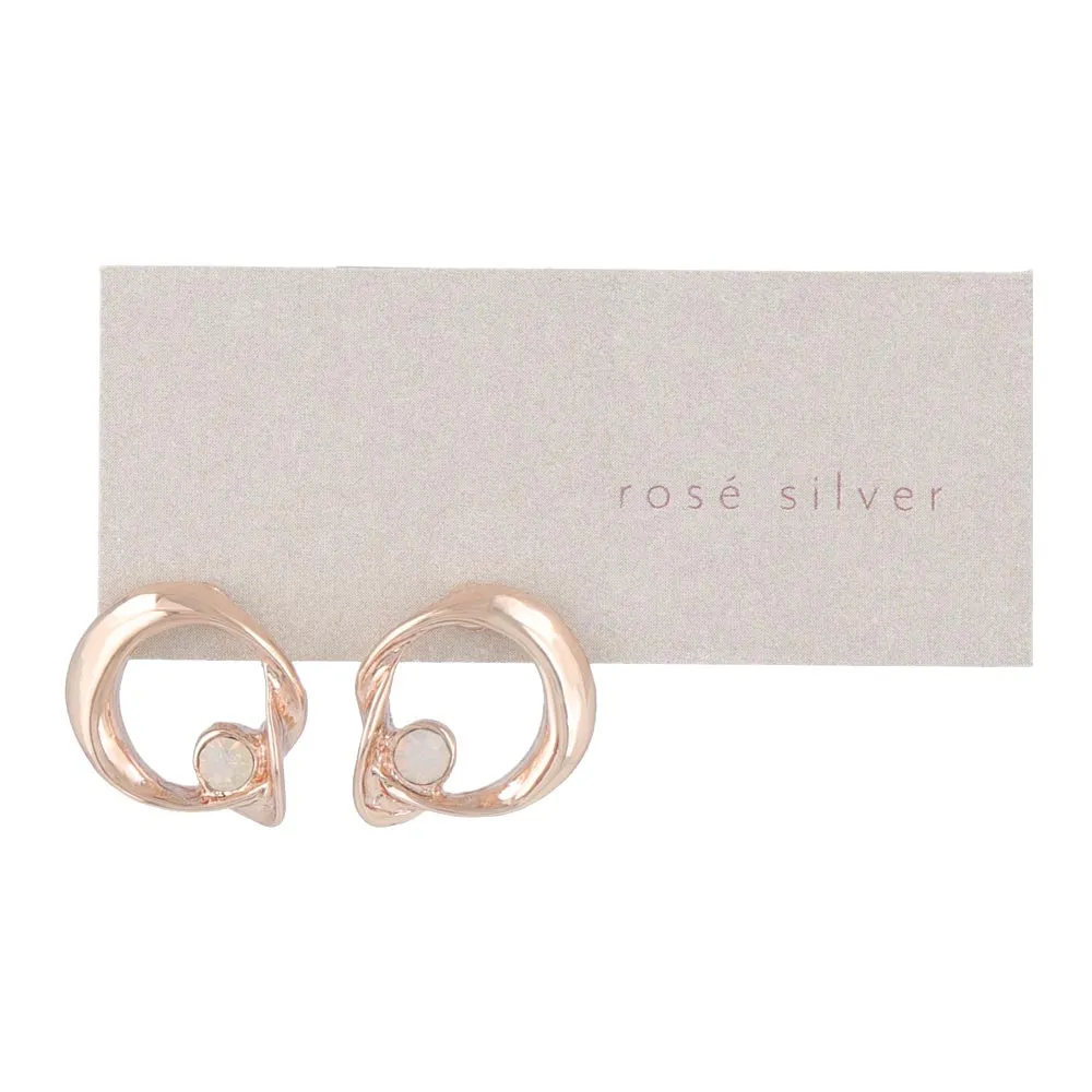 Rose Silver Inlaid Circle Studs