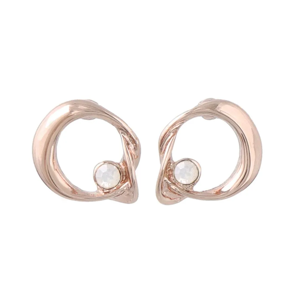 Rose Silver Inlaid Circle Studs