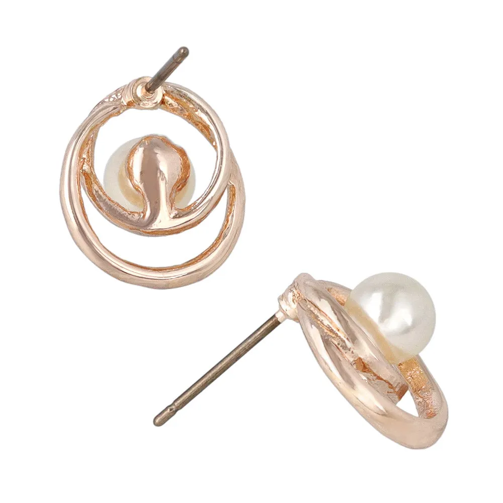 Rose Silver Pearlized Swirl Earrings