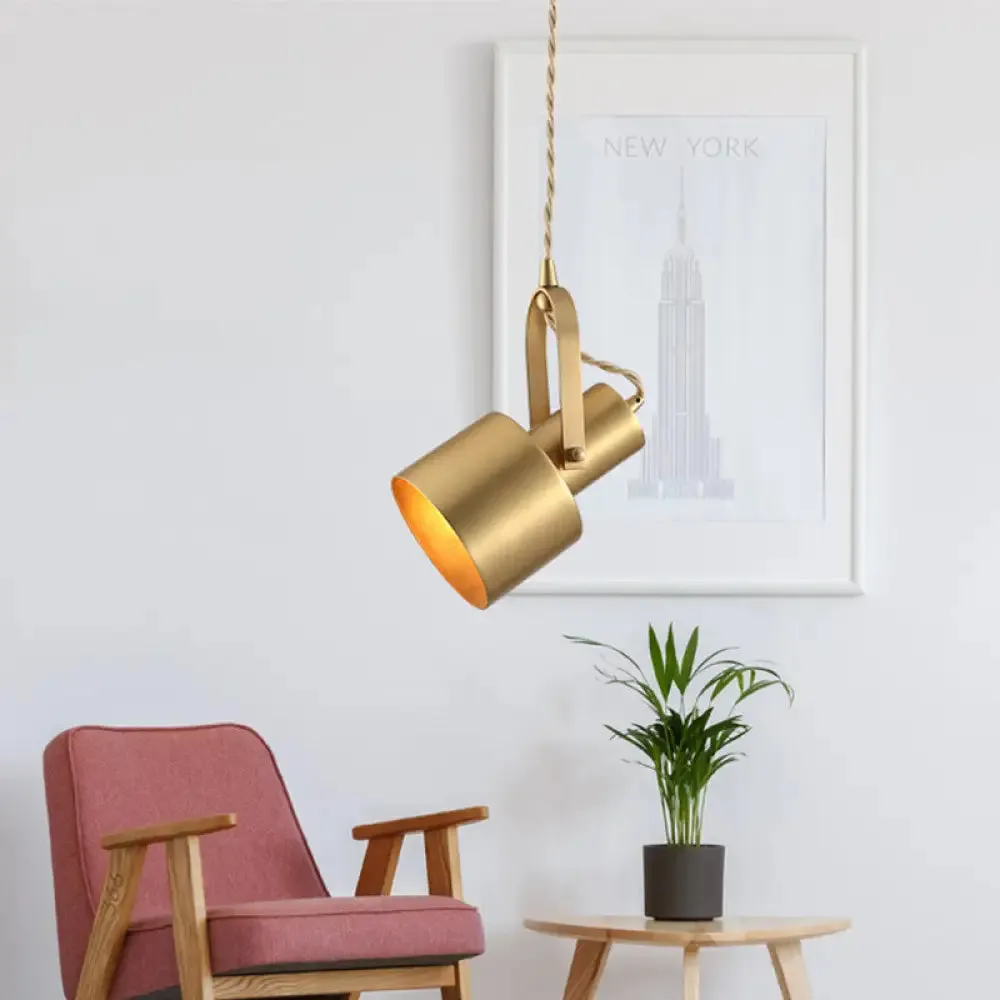 Rotating Brass Torch Pendant Light: Postmodern Metal Ceiling Hanging Lamp for Living Room