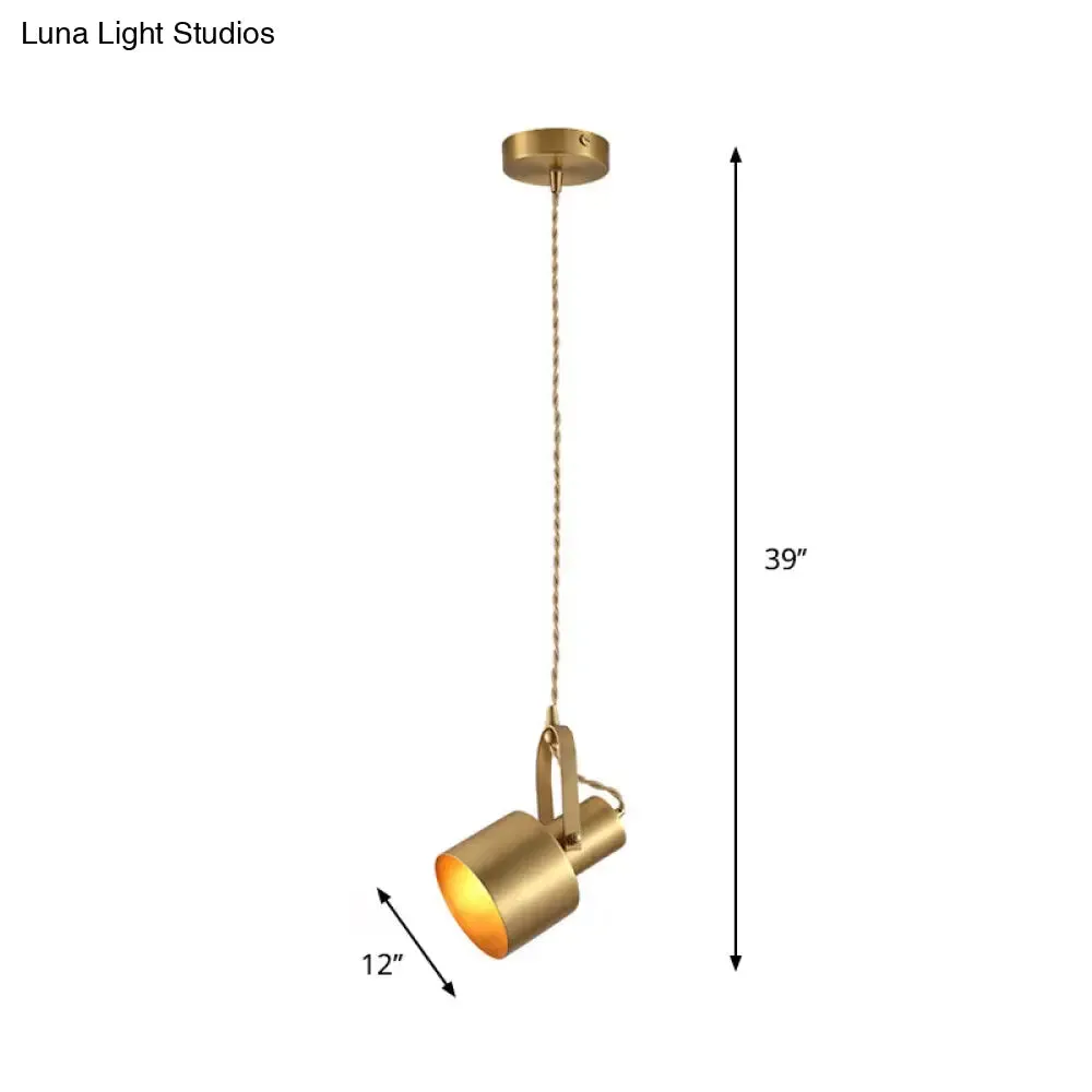 Rotating Brass Torch Pendant Light: Postmodern Metal Ceiling Hanging Lamp for Living Room