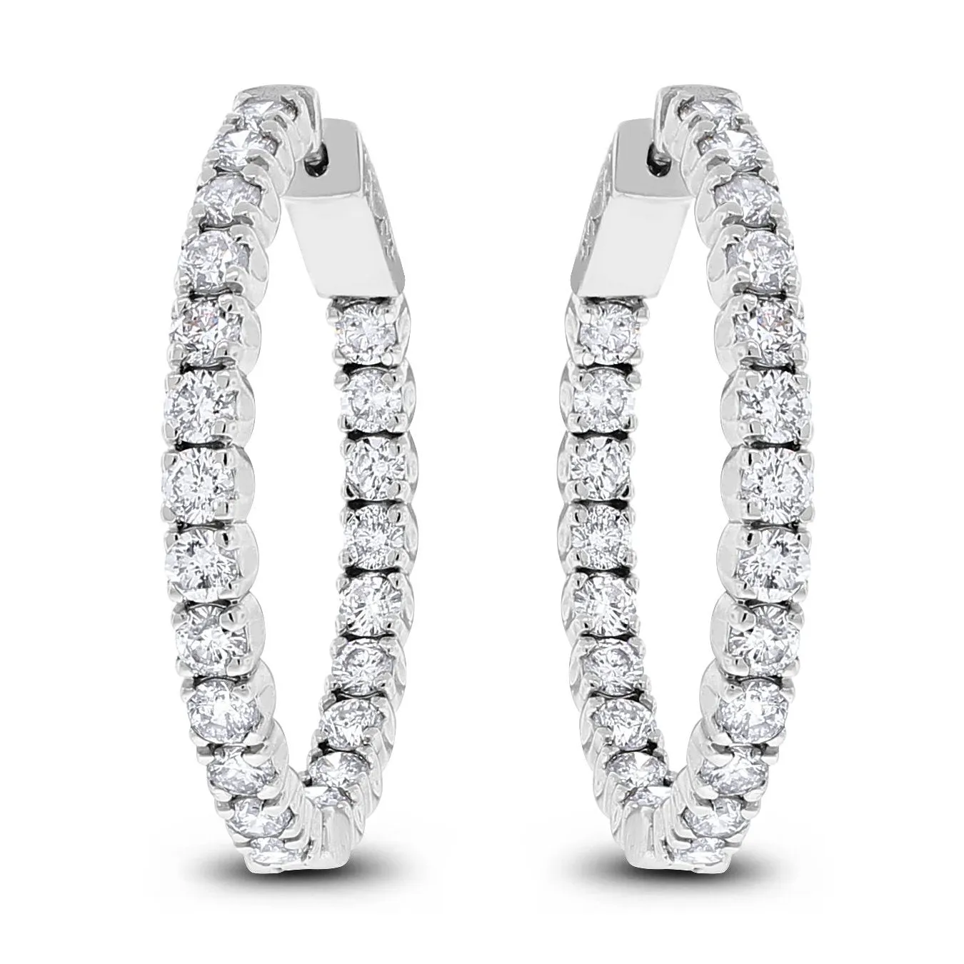 Round Diamond Hoops (5.07 ct Diamonds) in White Gold