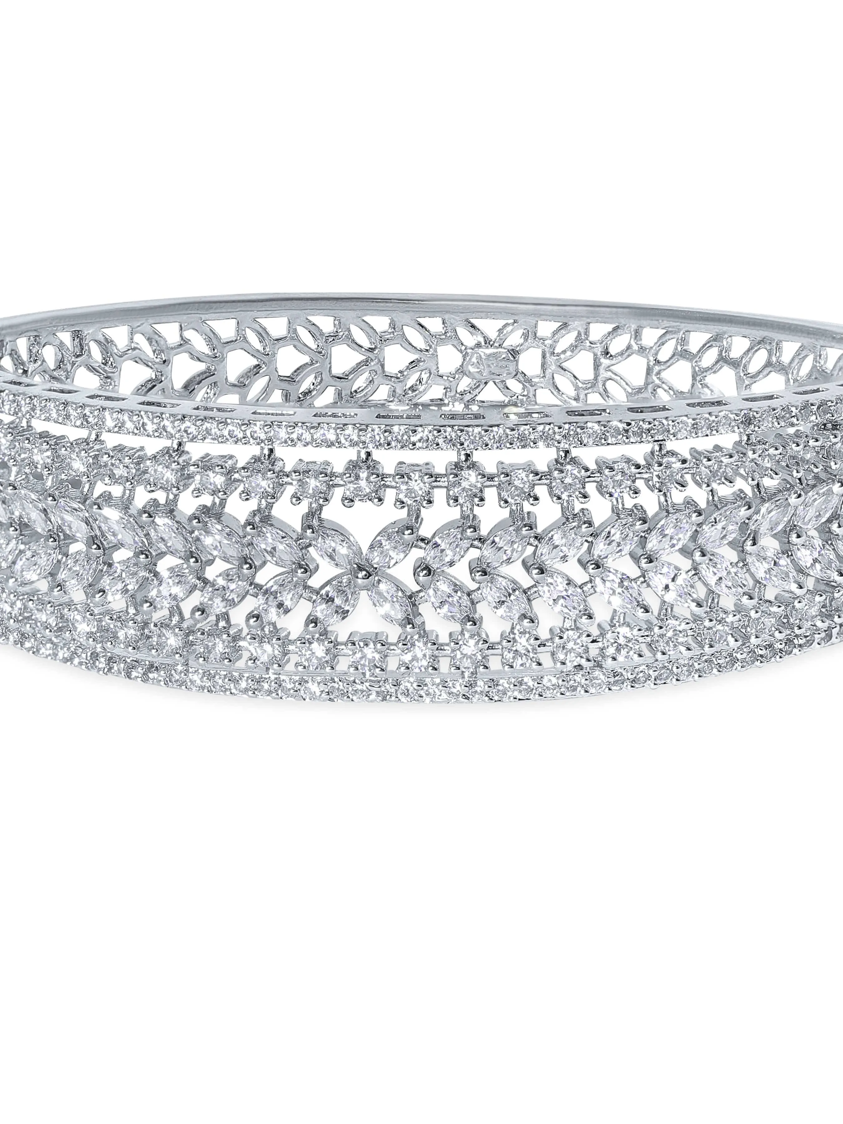 Rubans Elegance In Radiance Rhodium Plated Zirconia Studded Bracelet