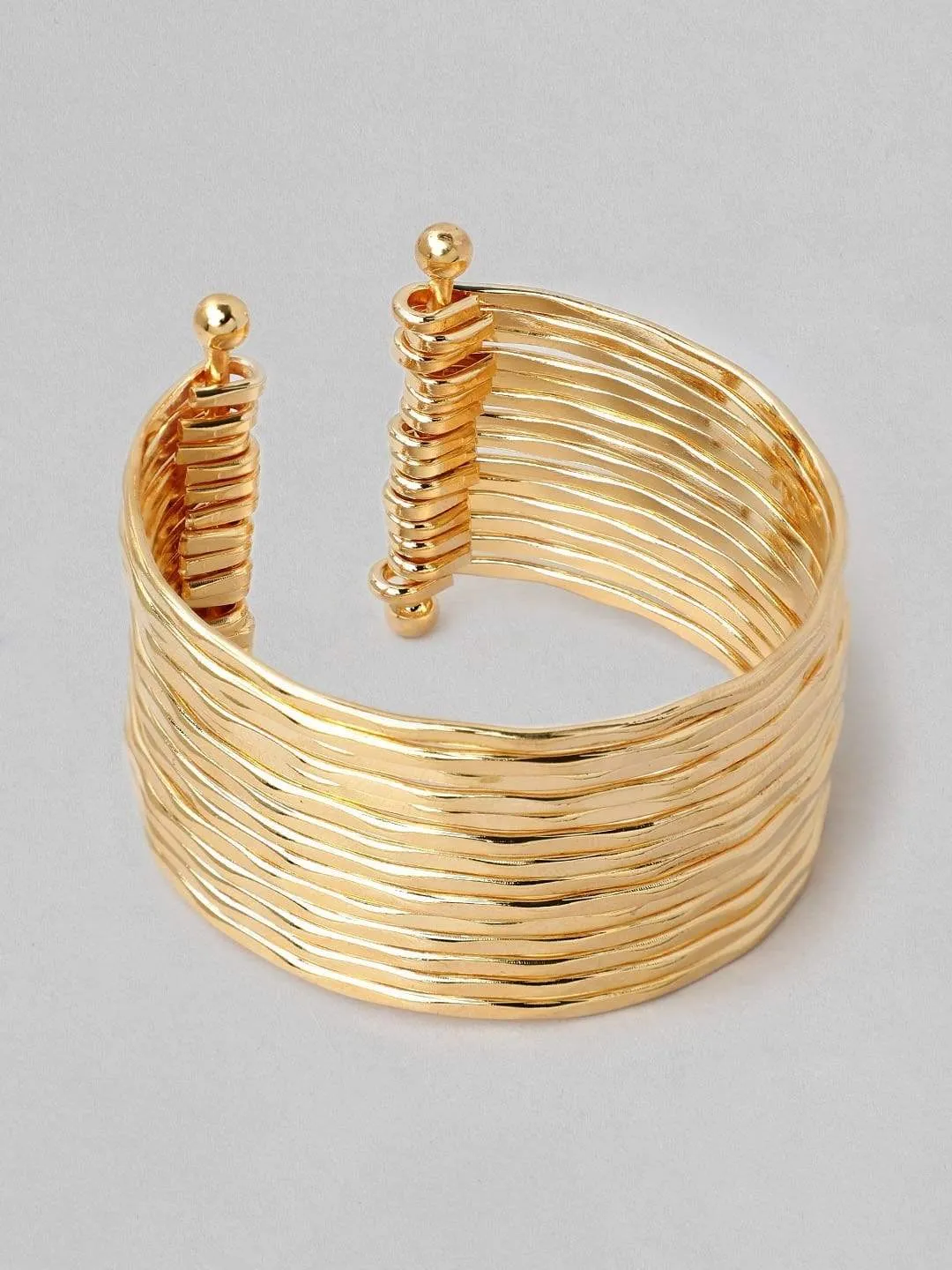 Rubans Gold Plated Handcrafted Multi Layered Openable Bracelet