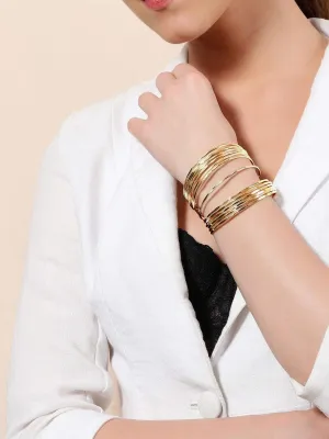 Rubans Gold Plated Handcrafted Multi Layered Openable Bracelet