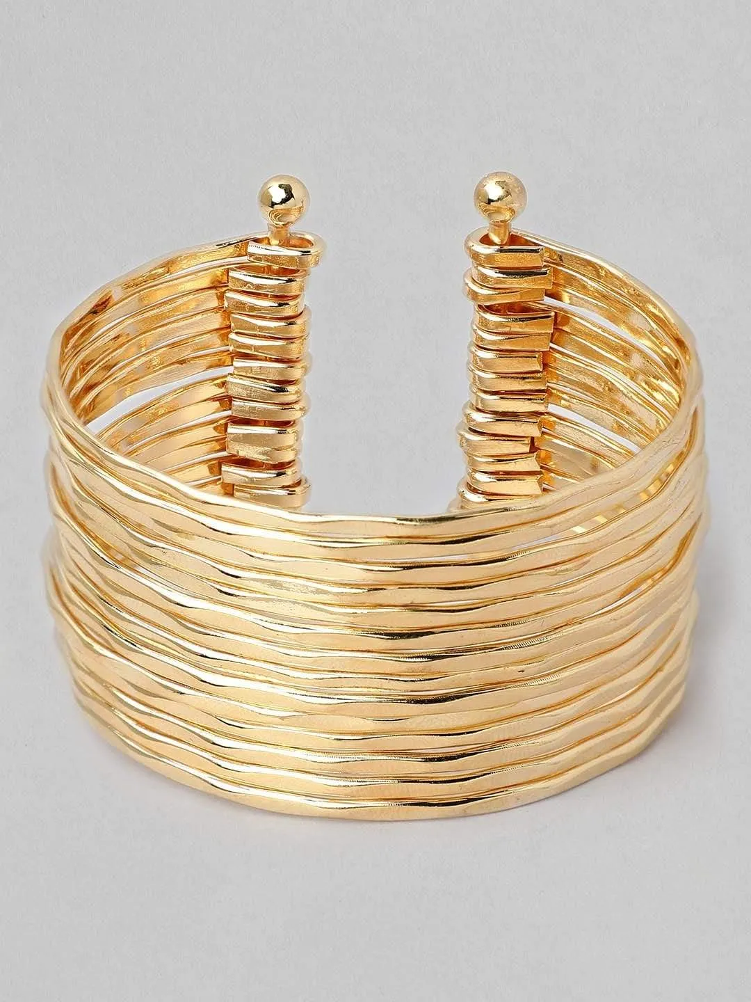 Rubans Gold Plated Handcrafted Multi Layered Openable Bracelet