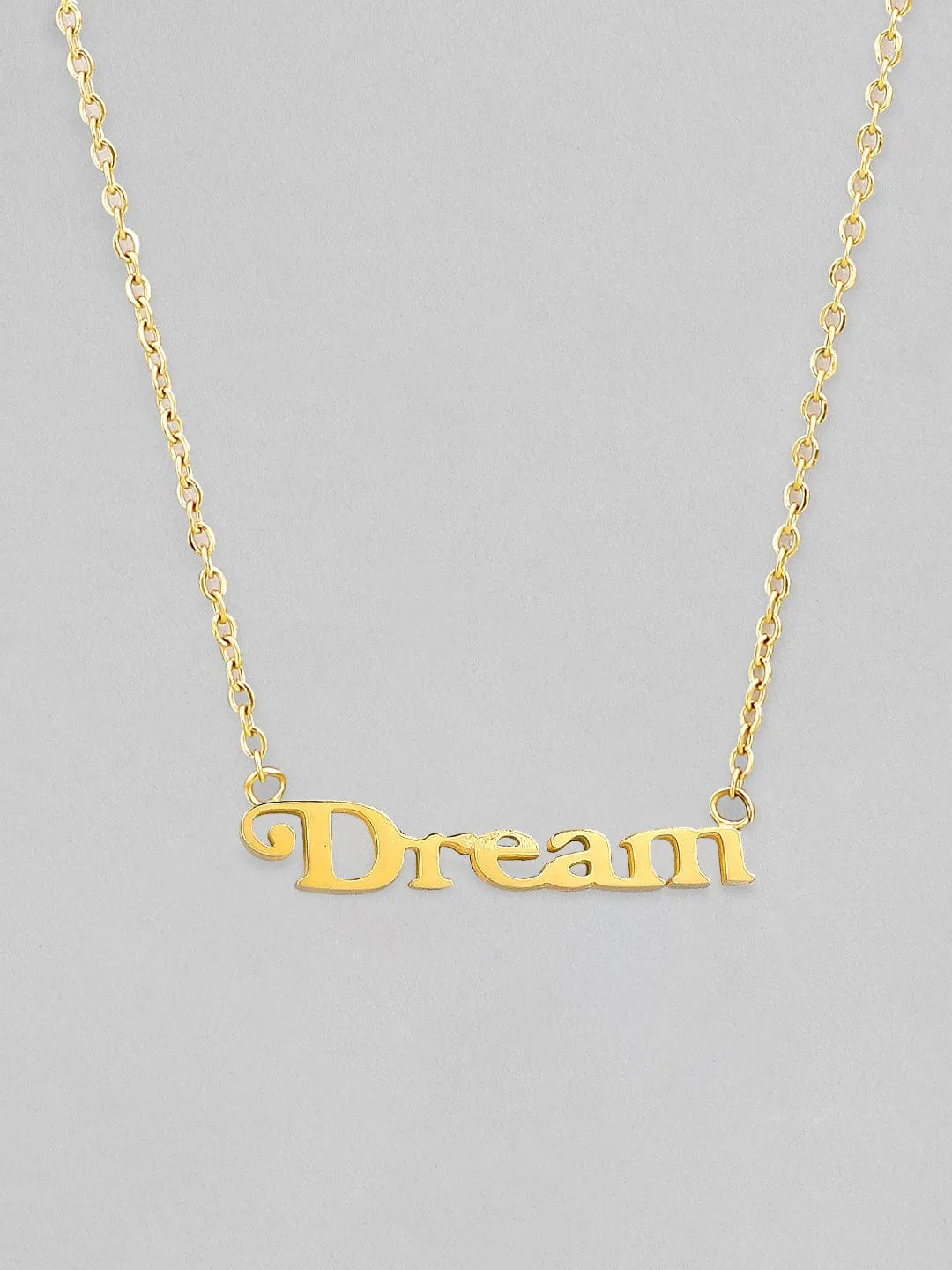 Rubans Voguish 18K Gold Plated Stainless Steel Waterproof Chain With "Dream" Word Pendant.